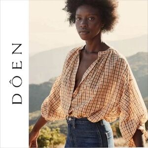 EDIT: SOLD Doen Nwot The Jane Blouse in Austen Plaid - Cream and Brown Size S